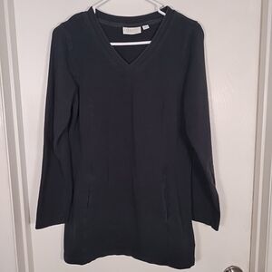 Denim & Co. Active Women's XS Black Tunic Top Pockets V-neck Casual Comfy